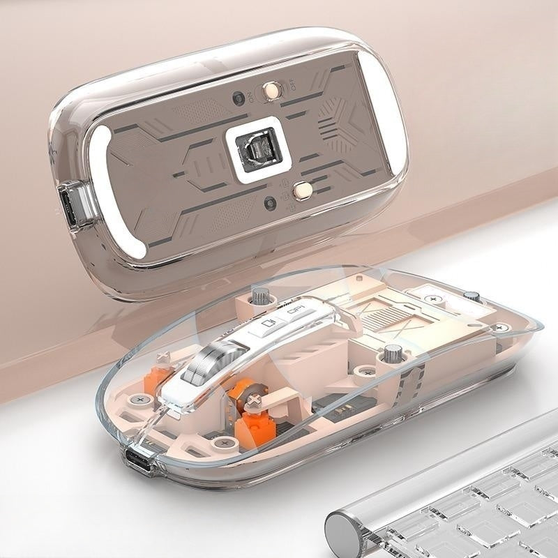 Mouse Bluetooth wireless ricaricabile con cover trasparente