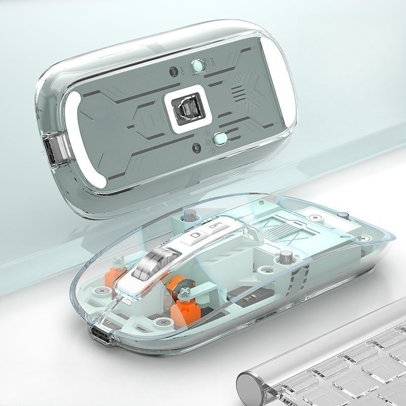 Mouse Bluetooth wireless ricaricabile con cover trasparente