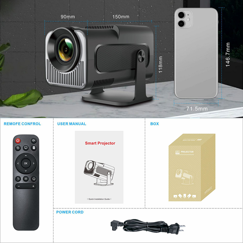 Proyector HD portátil ajustable de bajo ruido