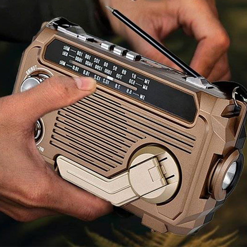 Radio de emergencia multifunción solar y de manivela