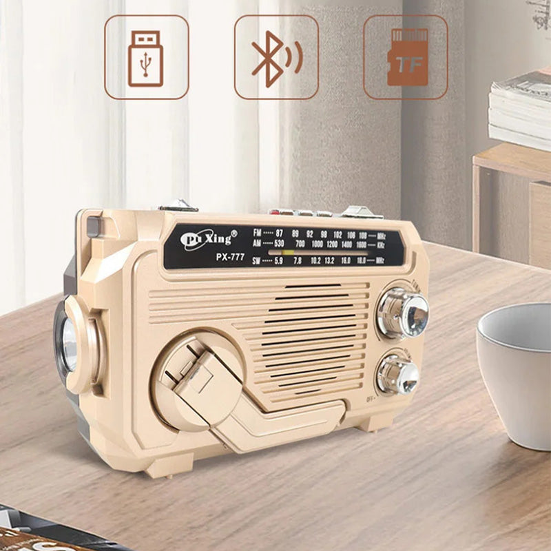 Radio de emergencia multifunción solar y de manivela