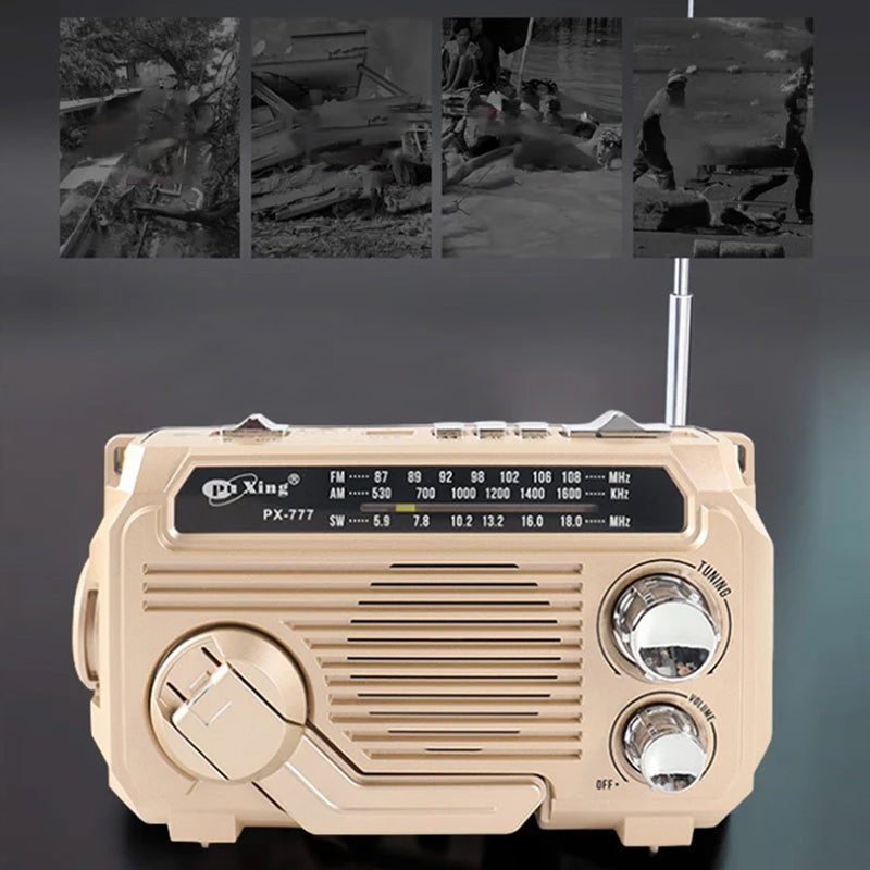 Radio de emergencia multifunción solar y de manivela