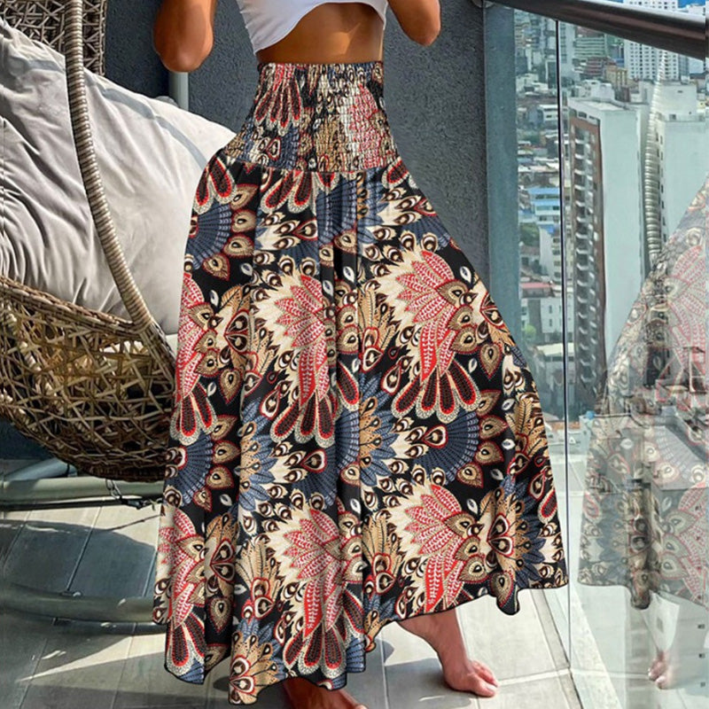 Falda de talle alto con estampado floral