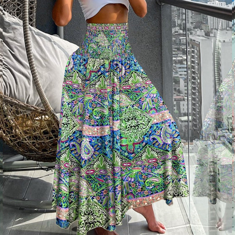 Falda de talle alto con estampado floral