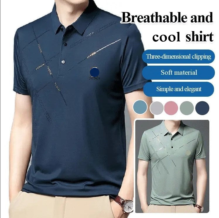Camisa elástica de seda fría para hombre