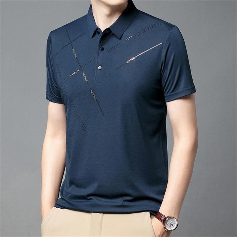 Camisa elástica de seda fría para hombre