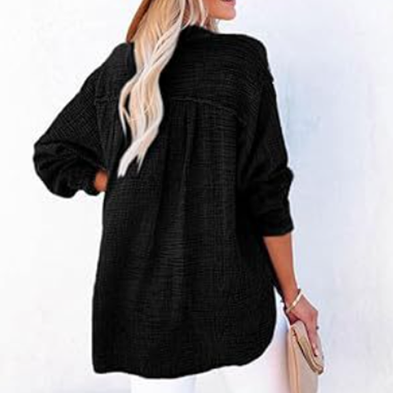 Camicia casual a maniche lunghe con scollo a V