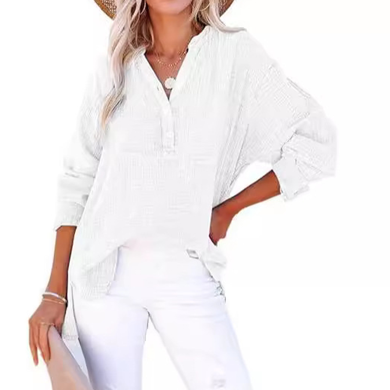 Camicia casual a maniche lunghe con scollo a V