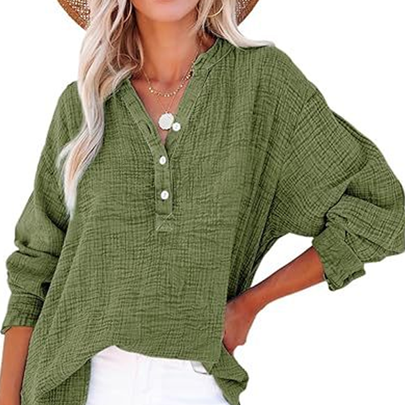 Uformell langermet bluse med V-hals