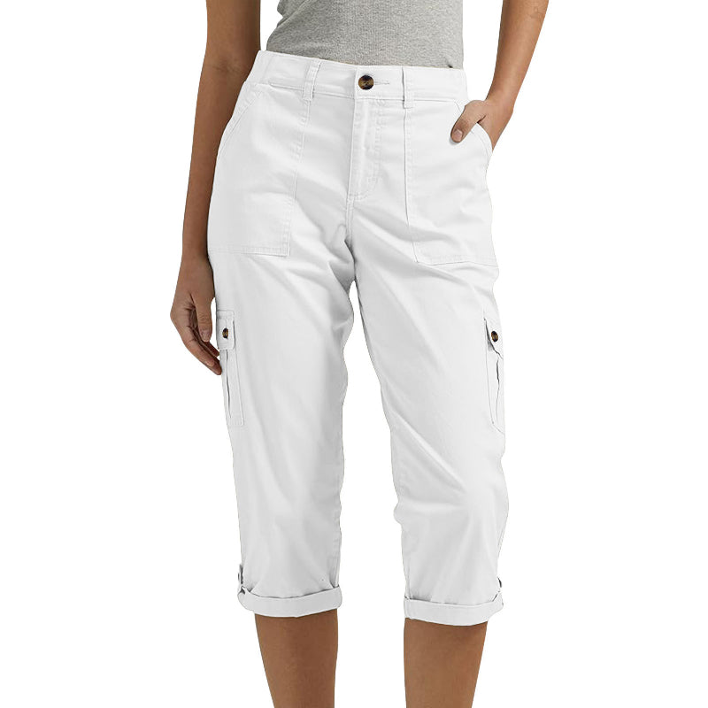 Short décontracté multi-poches à haute élasticité pour femme