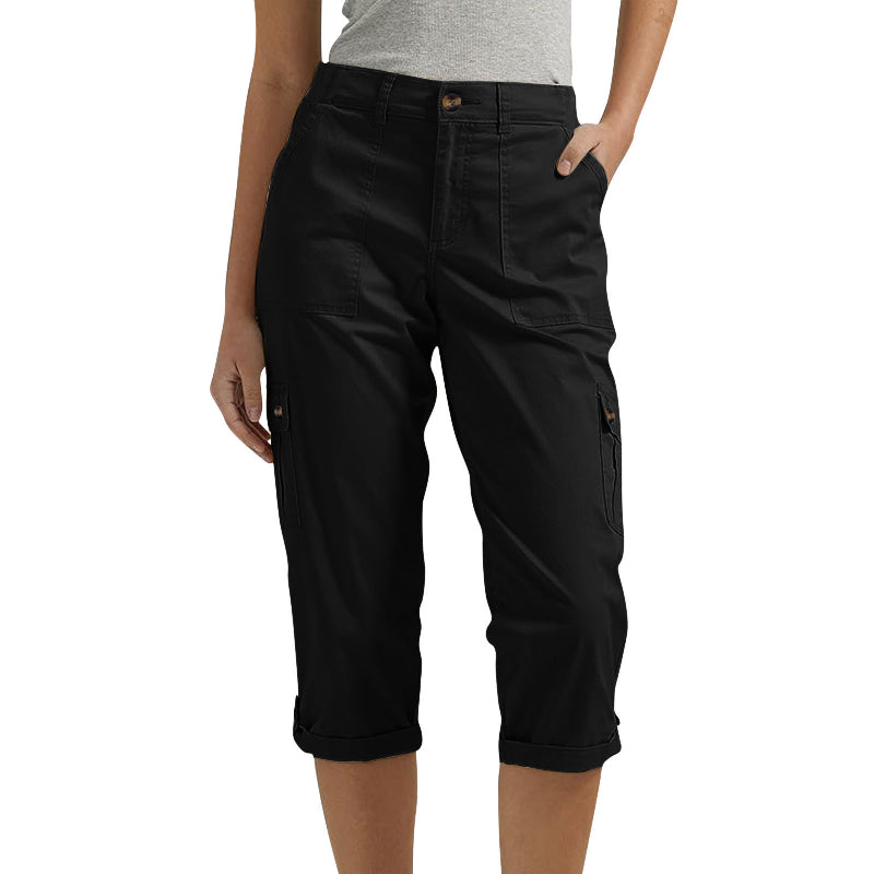 Short décontracté multi-poches à haute élasticité pour femme