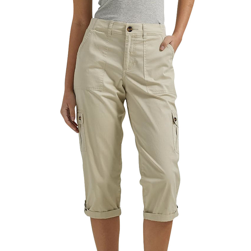 Short décontracté multi-poches à haute élasticité pour femme