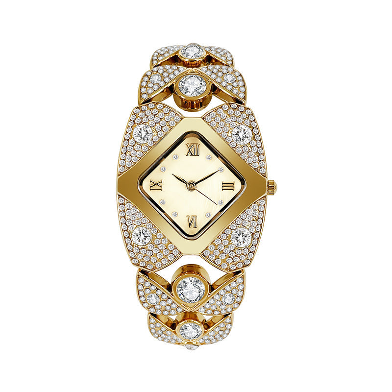 Rellotge de quart retro per a dona amb strass brillants