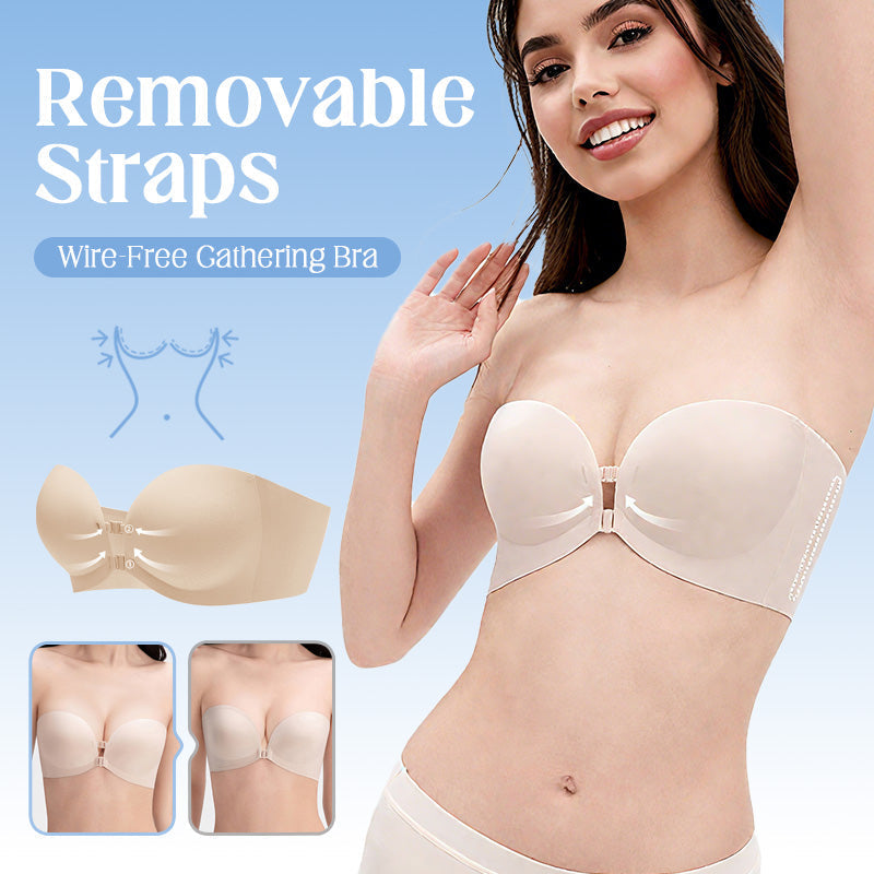 Reggiseno arricciato senza ferretto con spalline rimovibili