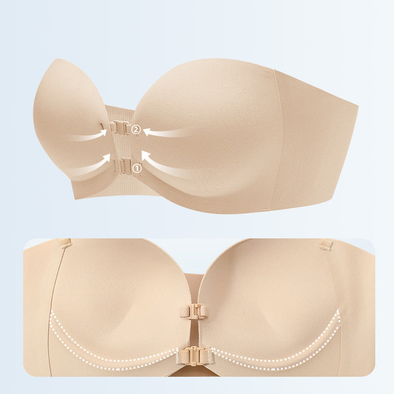 Reggiseno arricciato senza ferretto con spalline rimovibili