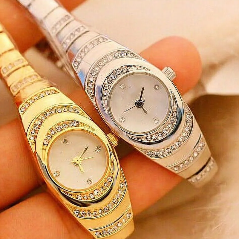 Orologio-bracciale con strass da donna