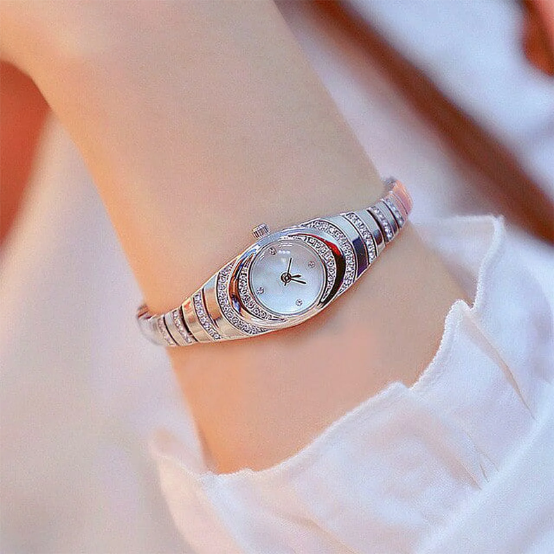 Orologio-bracciale con strass da donna