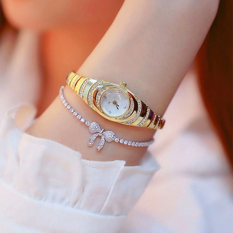 Orologio-bracciale con strass da donna