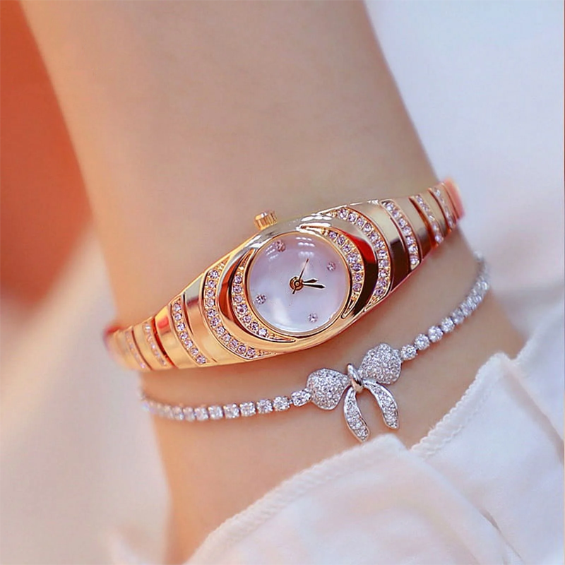 Orologio-bracciale con strass da donna