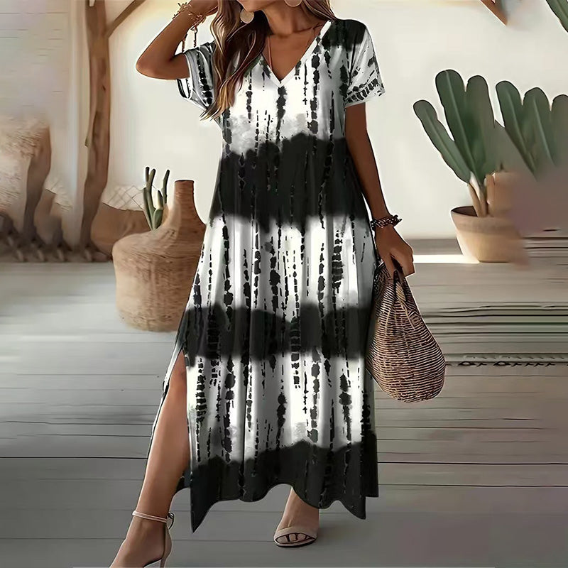 Abito casual da donna con scollo a V e effetto sfumato