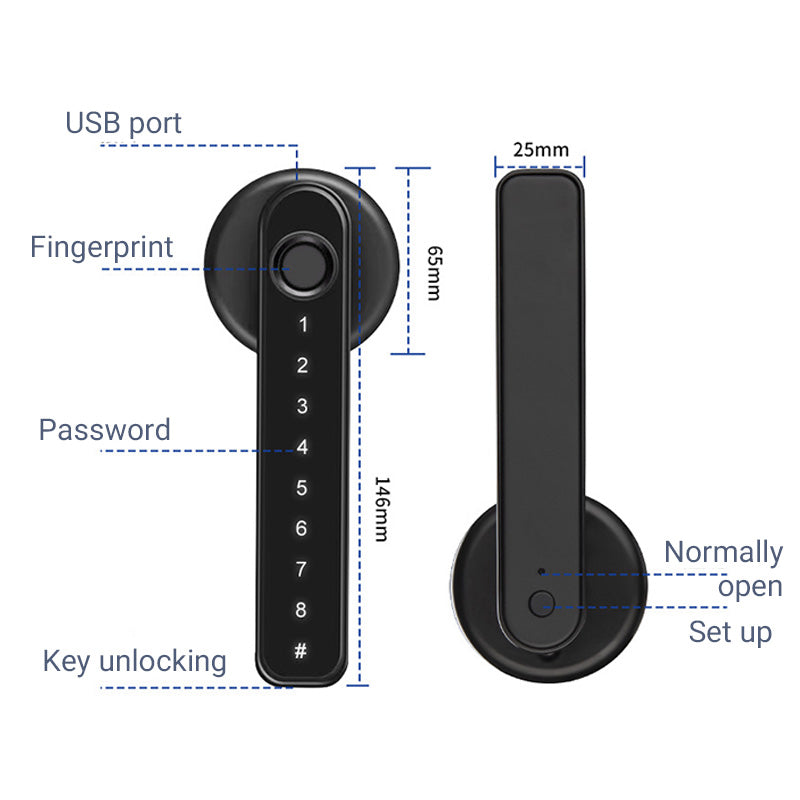 Tirador de porta intel·ligent amb lector d'empremtes dactilars