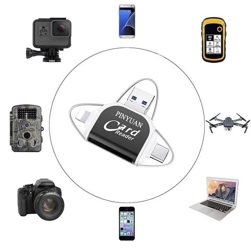 Lecteur de cartes multifonction 4 en 1 avec plusieurs ports