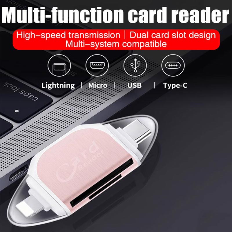 Lecteur de cartes multifonction 4 en 1 avec plusieurs ports