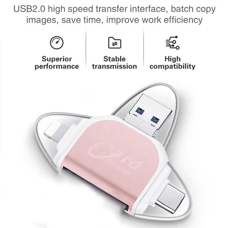 Lecteur de cartes multifonction 4 en 1 avec plusieurs ports