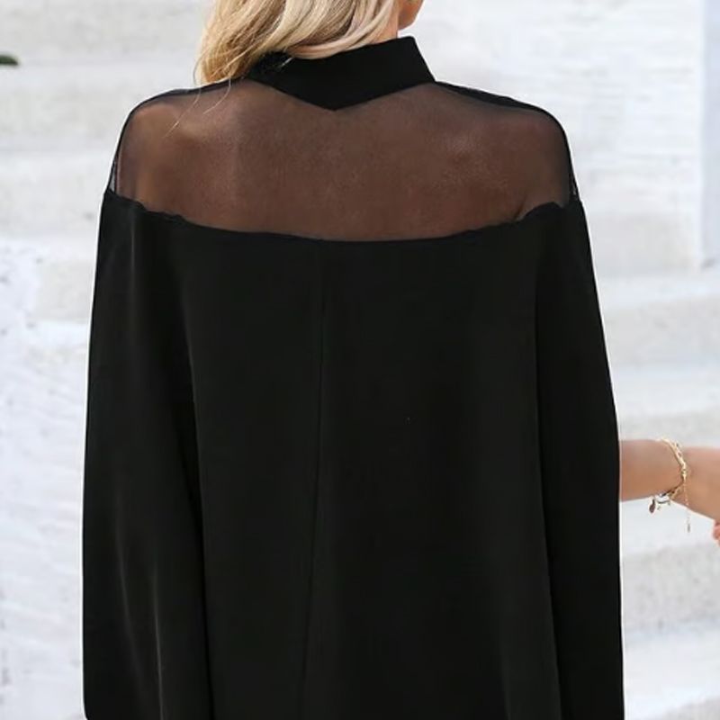 Brunette bluse med ståkrage