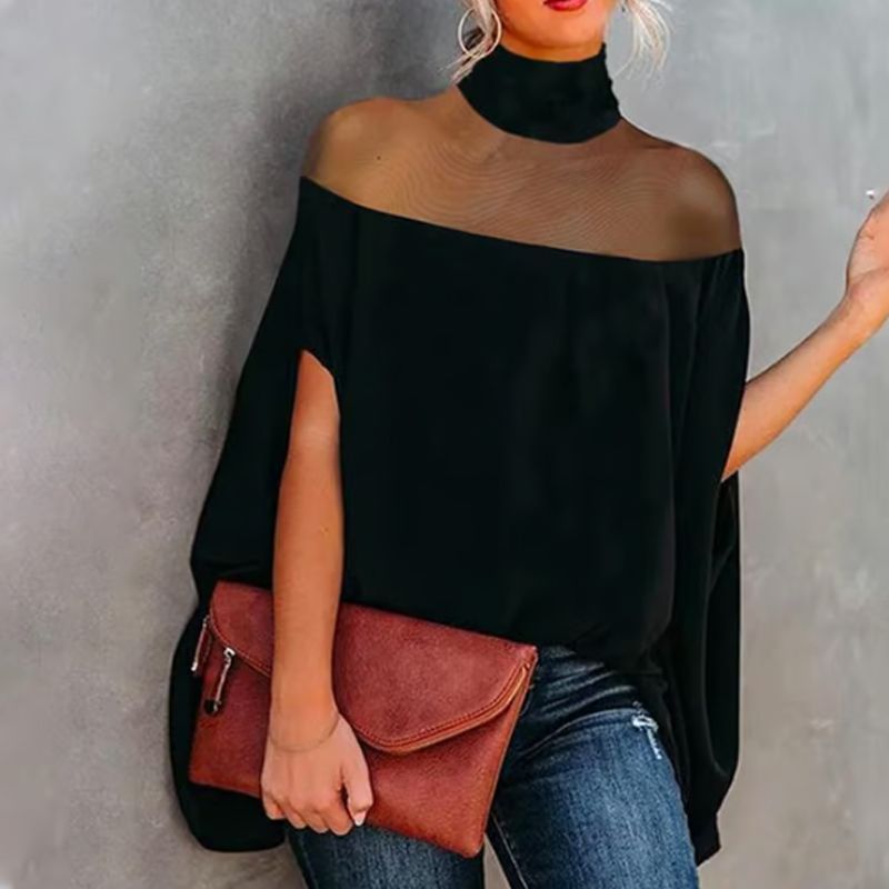 Brunette bluse med ståkrage