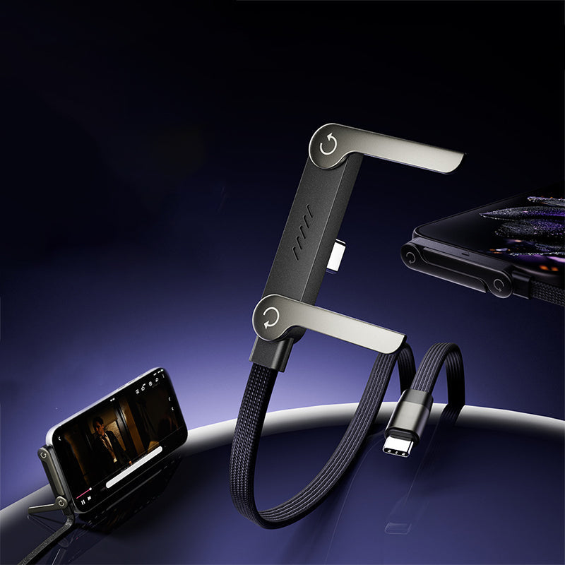 Cable de carga rápida 240 W 2 en 1 con soporte de teléfono integrado