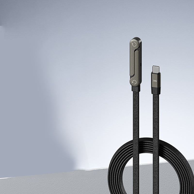 Cable de carga rápida 240 W 2 en 1 con soporte de teléfono integrado