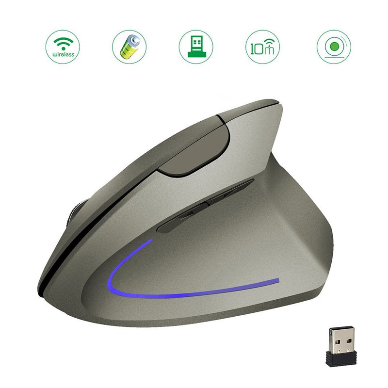 Trådløs oppladbar ergonomisk vertikal mus via USB