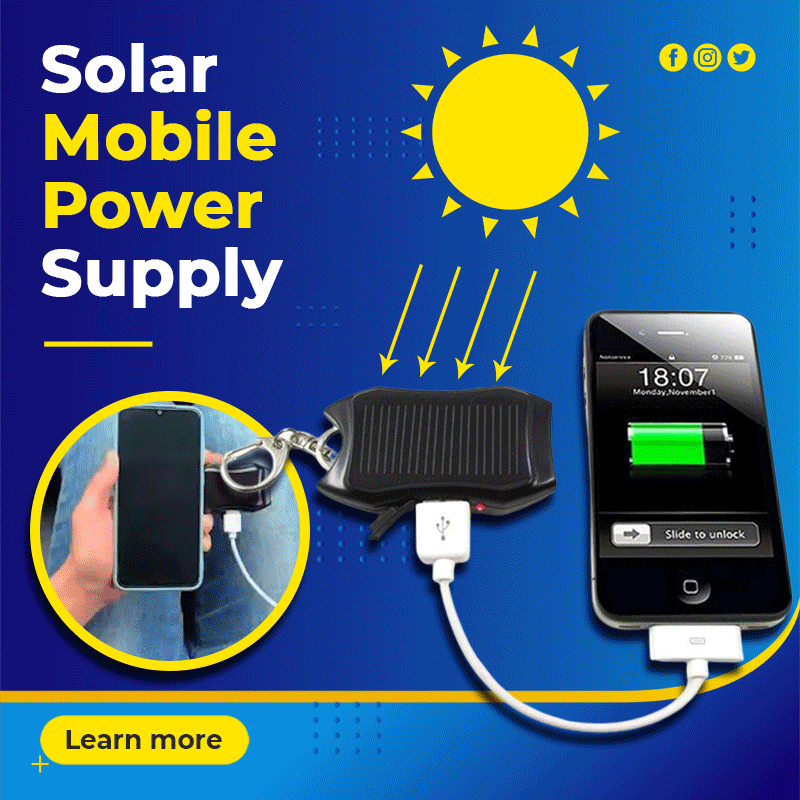 ☀️ ¡50% DE DESCUENTO AHORA! Batería externa solar portátil de 1200mAh con llavero y linterna LED