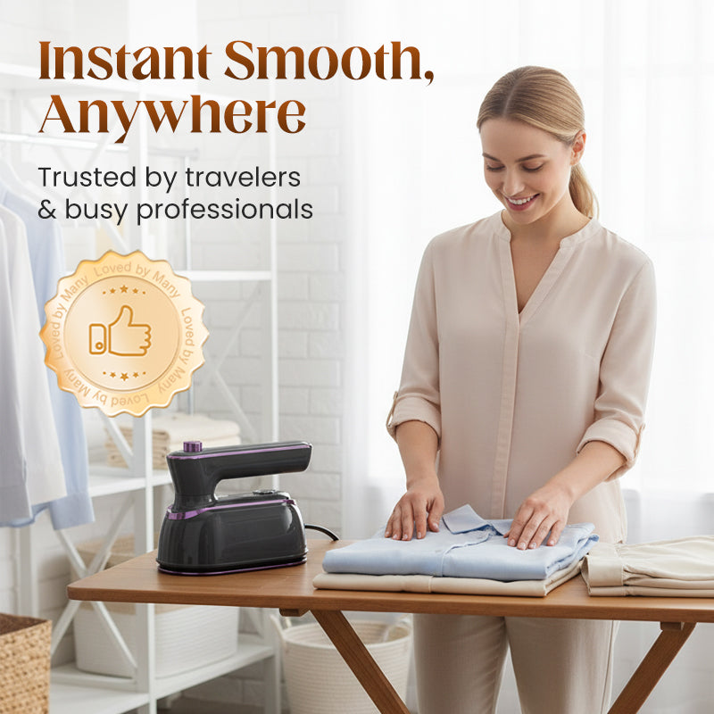 🚀✨ Praktisk dampstrykejern med 180° rotasjon: for skruskrynlefritt tøy på få sekunder! 🌟👜 Ideelt både på reise og hjemme, med lavt energiforbruk og bærekraftig.