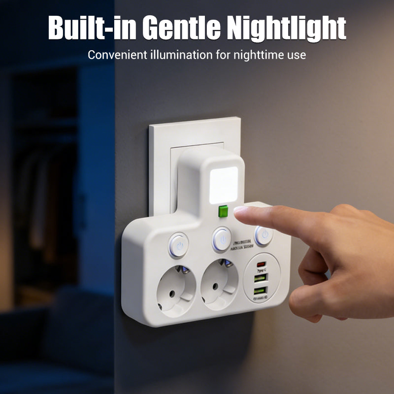 Adaptateur secteur UE à interrupteurs indépendants