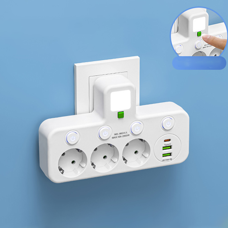 Adaptateur secteur UE à interrupteurs indépendants