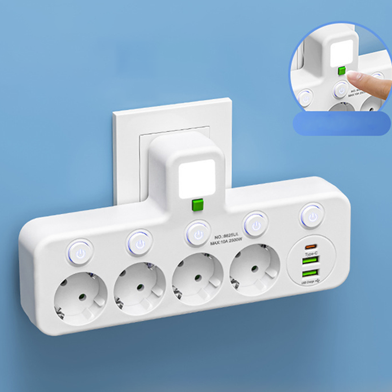 Adaptateur secteur UE à interrupteurs indépendants