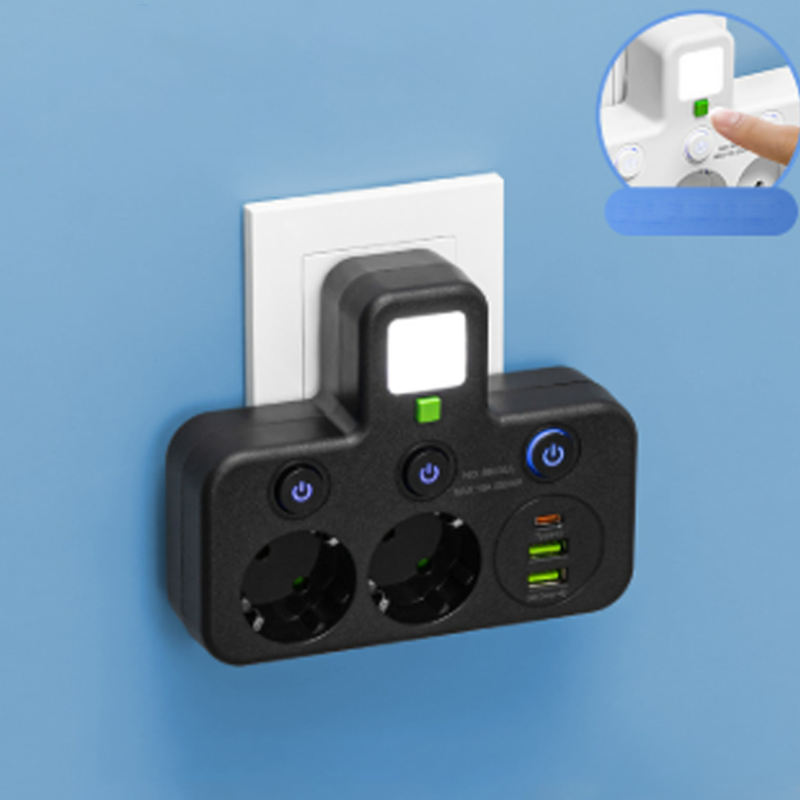 Adaptateur secteur UE à interrupteurs indépendants