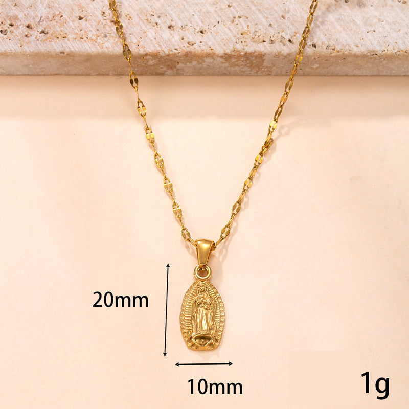 Colgante de la Virgen María en acero dorado