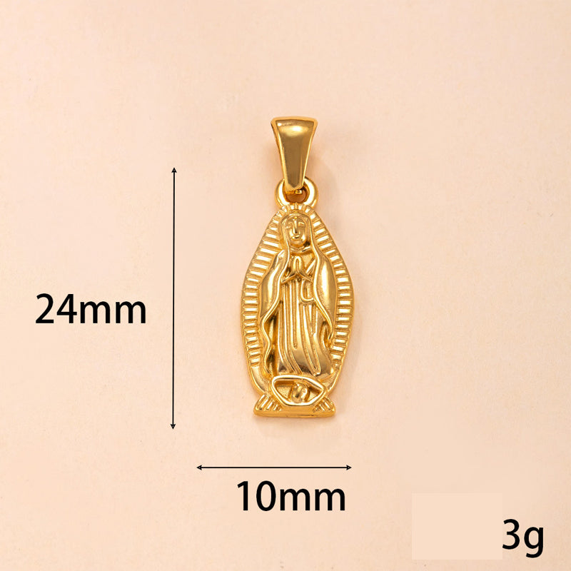 Pendentif Vierge Marie en acier doré
