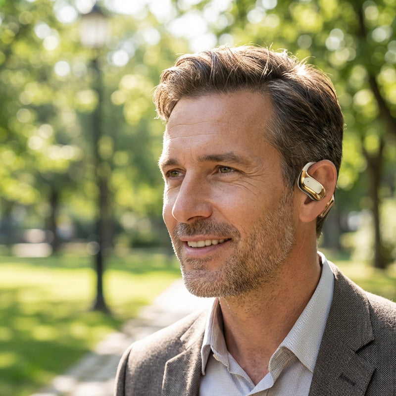 Auriculares inalámbricos de conducción aérea y diseño de oído libre