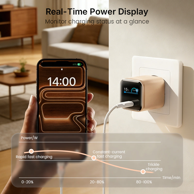 Chargeur de batterie rapide de 45 W avec affichage numérique