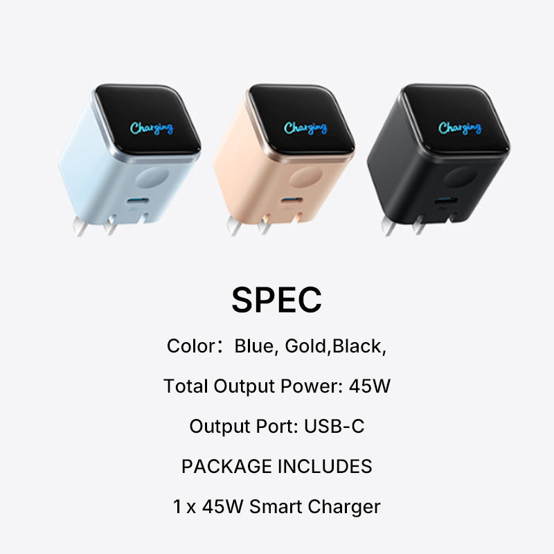Chargeur de batterie rapide de 45 W avec affichage numérique