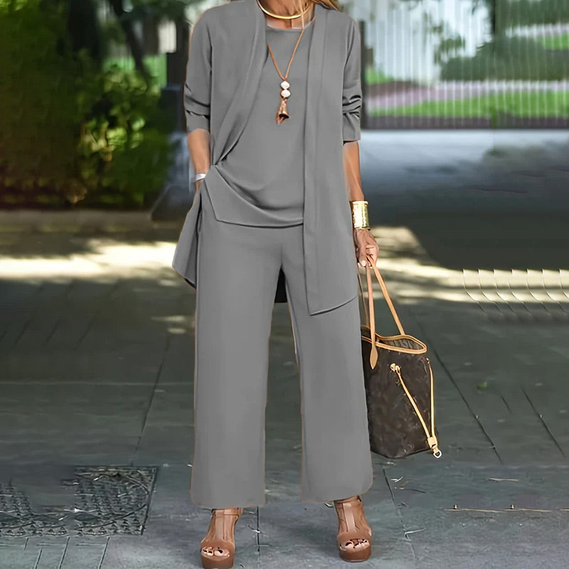 Elegante completo da donna in 3 pezzi, vestibilità casual