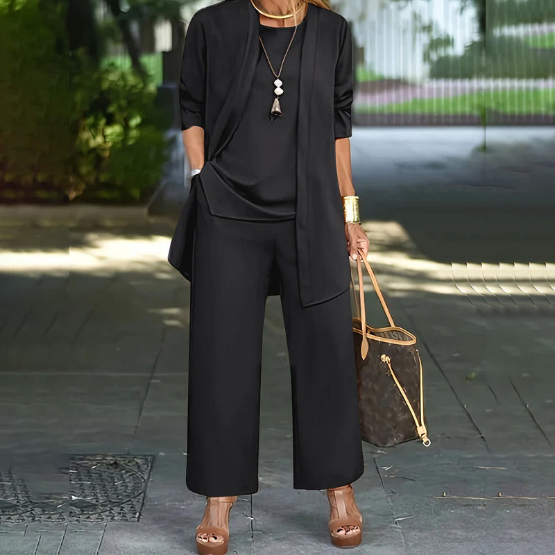 Elegante completo da donna in 3 pezzi, vestibilità casual