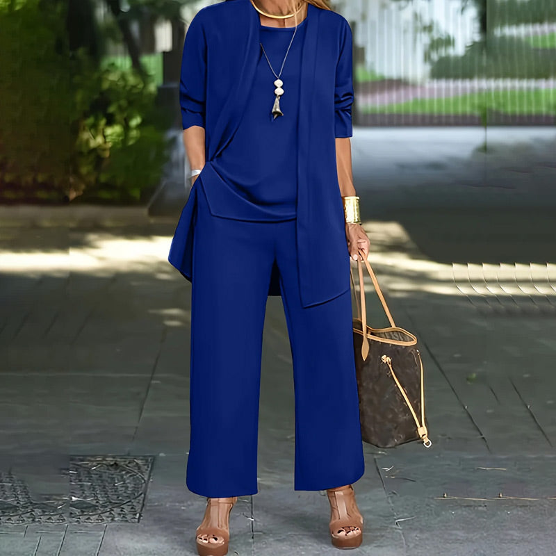 Elegante completo da donna in 3 pezzi, vestibilità casual