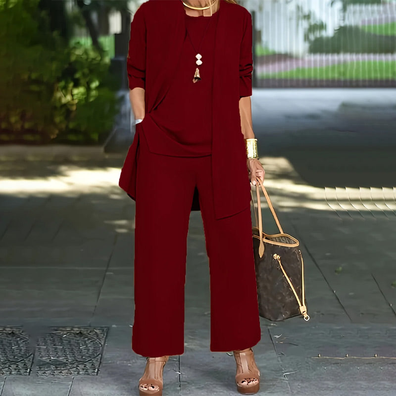 Elegante completo da donna in 3 pezzi, vestibilità casual