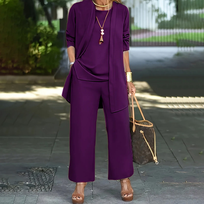 Elegante completo da donna in 3 pezzi, vestibilità casual