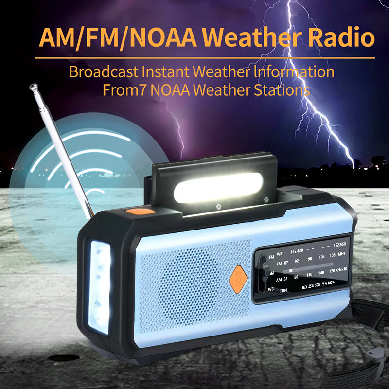 Radio météo d'urgence à manivelle et solaire